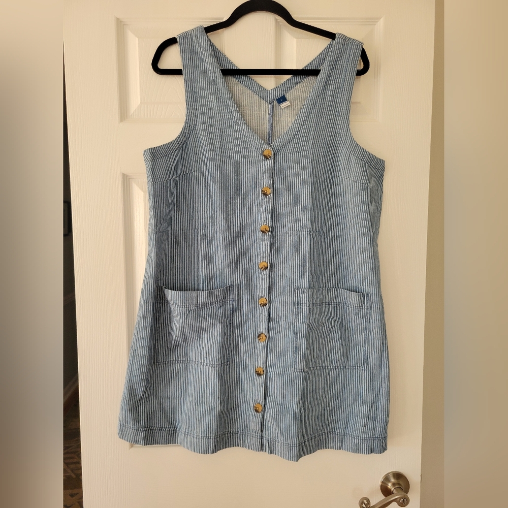 NWT Old Navy Blue Striped Button-Down Mini Dress